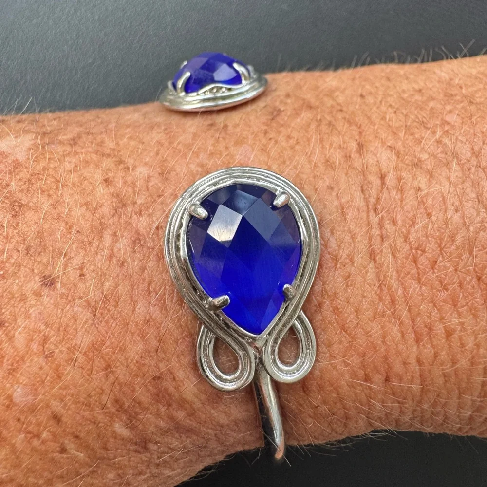 Kendra Scott Andy Silver & Blue Cuff Bracelet